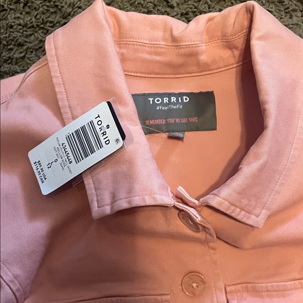 Torrid Light Pink Peplum Button-Up jacket - Picture 4 of 8